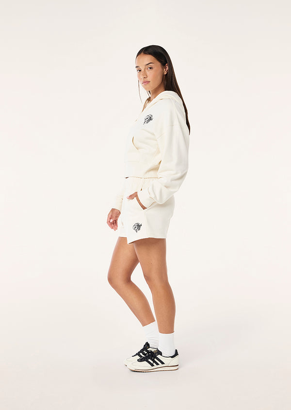 P.e Nation Warm Up Zip Through Hoodie In Whisper White