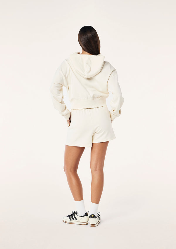 P.e Nation Warm Up Zip Through Hoodie In Whisper White