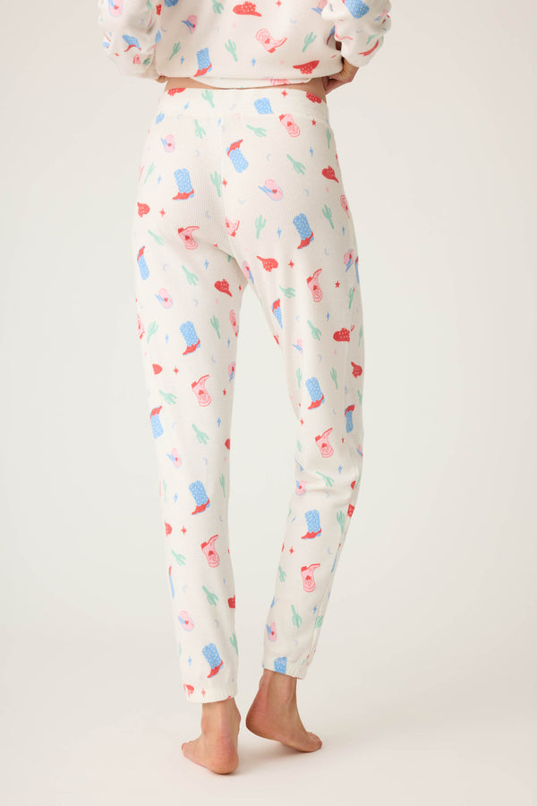 P.j. Salvage American Honey Cowboy Print Banded Pants