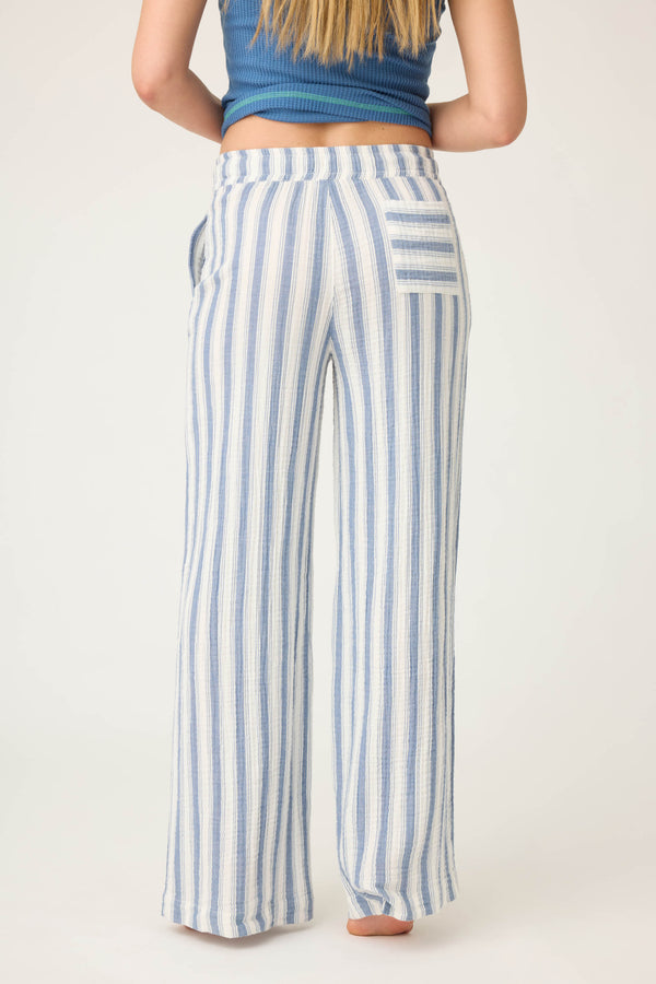 P.j. Salvage Back From The Beach Striped Gauze Pants