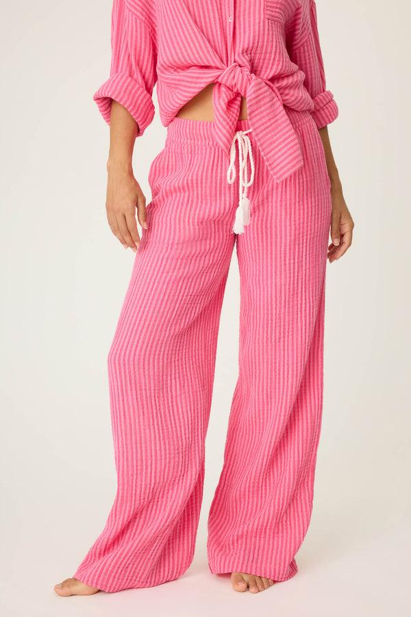 p.j. salvage Back From The Beach Striped Gauze Pants