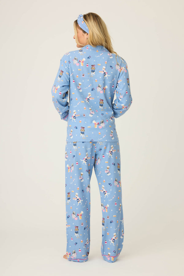 P.j. Salvage Baked Woof Love Dog Print 3-Piece Flannel PJ Set