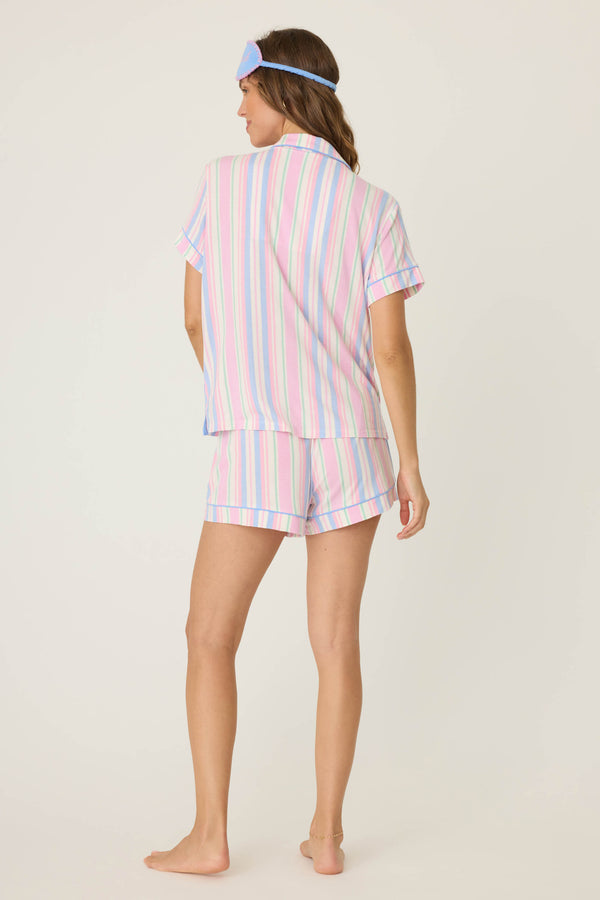 P.j. Salvage Bayside Dreams 3-Piece Striped PJ Short Set