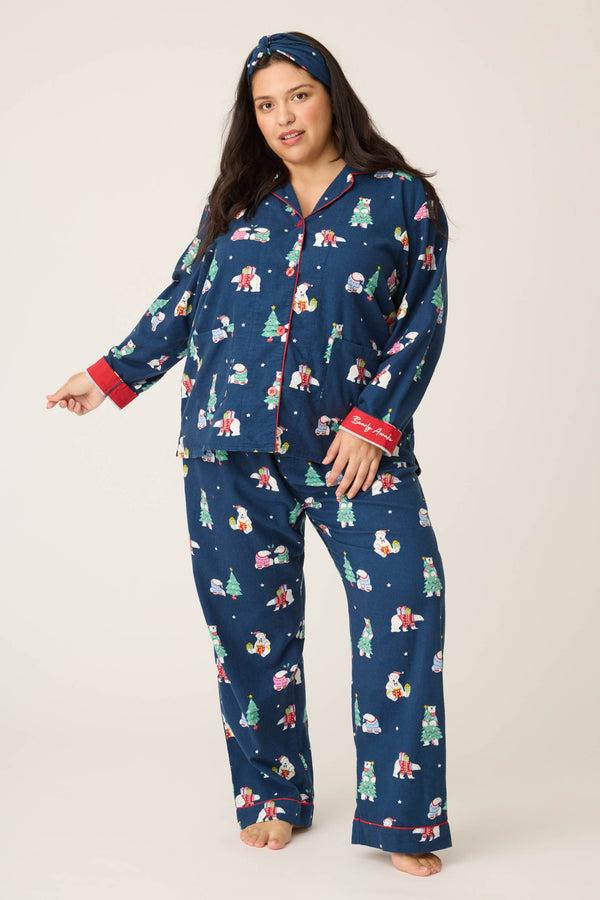 P.j. Salvage Bearly Awake 3-Piece Fam Plus Size Flannel PJ Set