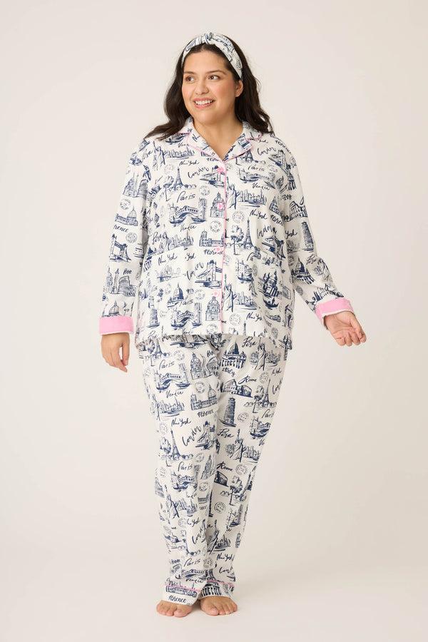 p.j. salvage Bon Voyage 3-Piece Plus Size Flannel PJ Set