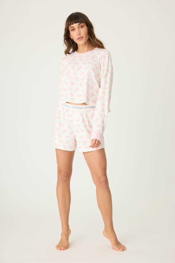 P.j. Salvage Boyfriend Boxer Ditsy Floral Shorts Set
