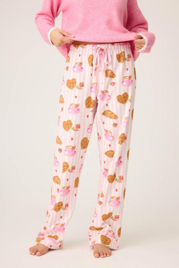 p.j. salvage Brunch Club Breakfast Print Flannel Pant