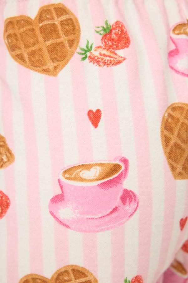 P.j. Salvage Brunch Club Breakfast Print Flannel Shorts