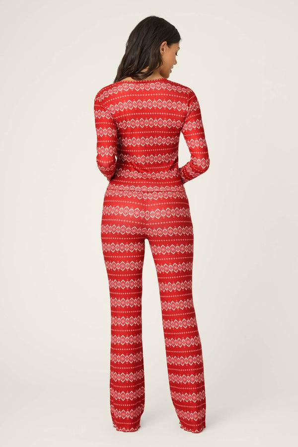 P.j. Salvage Crazy For The Holidays Fairisle Print Pants Set