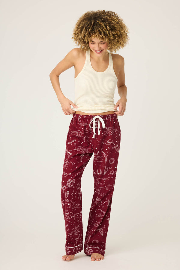 P.j. Salvage Hold Your Horses Western Print Flannel Pants