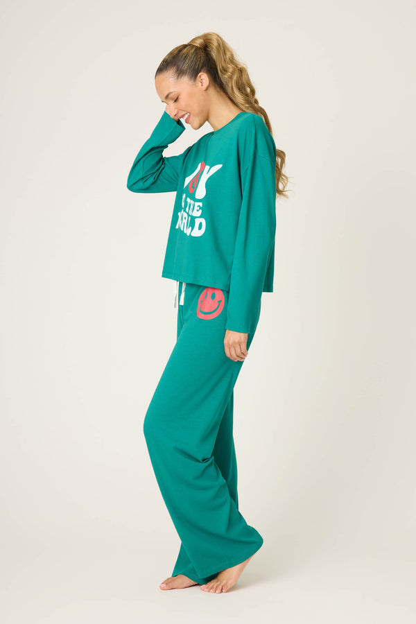 P.j. Salvage Joy To The World Long Sleeve Lounge Set
