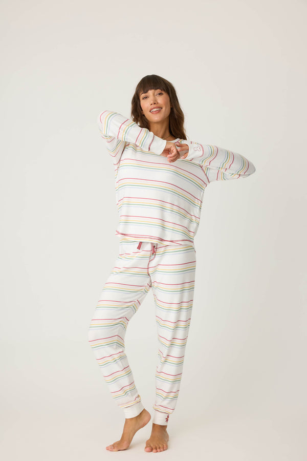P.j. Salvage Joy To The World Waffle Thermal Jammie Pants