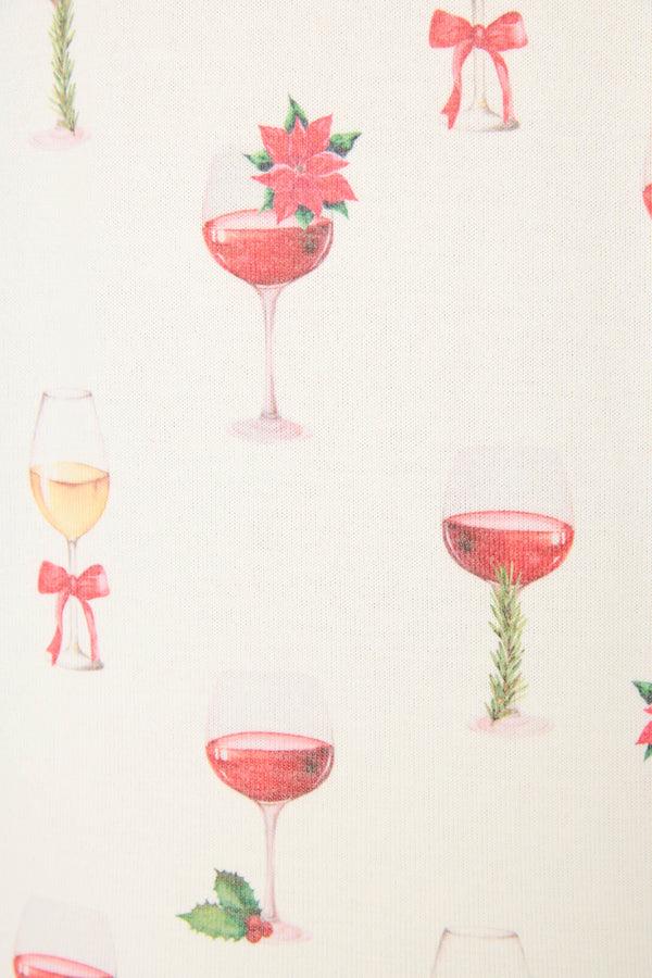 P.j. Salvage Let's Get Toasty Holiday Wine Print Pants Set