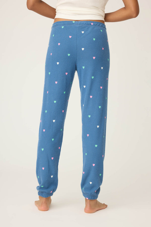 P.j. Salvage Love Club Banded Lounge Pants With Embroidered Hearts