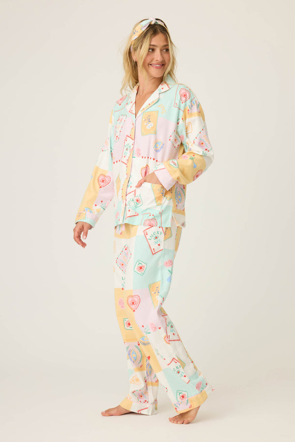 P.j. Salvage Lucky Me Tarot Card Print 3-Piece Flannel PJ Set