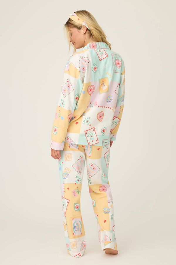P.j. Salvage Lucky Me Tarot Card Print 3-Piece Flannel PJ Set