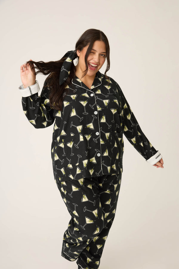 P.j. Salvage Merrier With A Martini 3-Piece Plus Size Flannel PJ Set