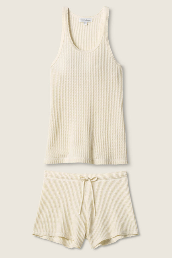 P.j. Salvage Morning Waffles Solid Ivory Loungewear Set