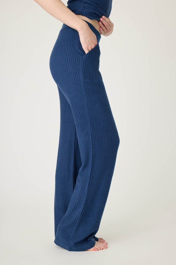 P.j. Salvage Morning Waffles Solid Navy Open Leg Pant