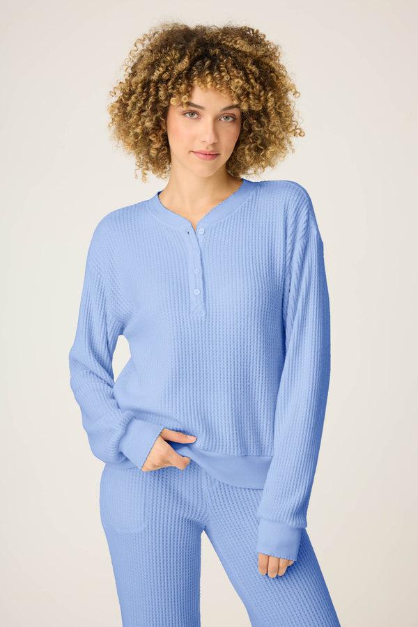 P.j. Salvage Morning Waffles Solid Peri Long Sleeve Top