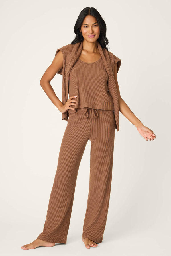 p.j. salvage 3-Piece Luxe Ribbed Brown PJ Set