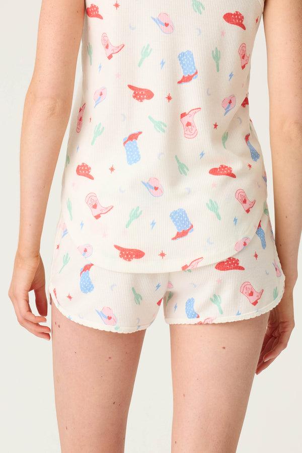 P.j. Salvage American Honey Cowboy Print Shorts