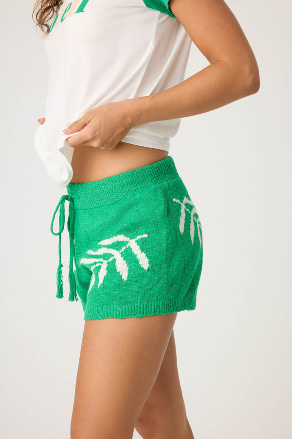 P.j. Salvage Beachcomber Leaf Print Shorts