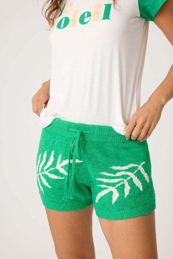 P.j. Salvage Beachcomber Leaf Print Shorts