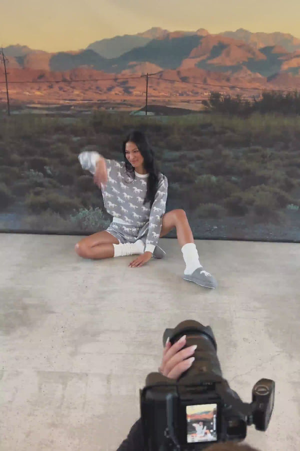 P.j. Salvage Boyfriend Boxer Horse Print Shorts Set