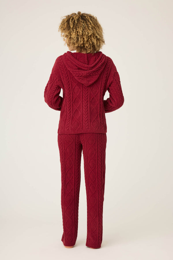 P.j. Salvage Chenille Cable Knit Hoodie Lounge Set