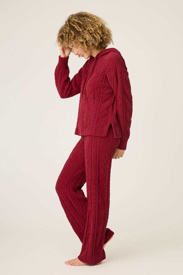 P.j. Salvage Chenille Cable Knit Hoodie Lounge Set