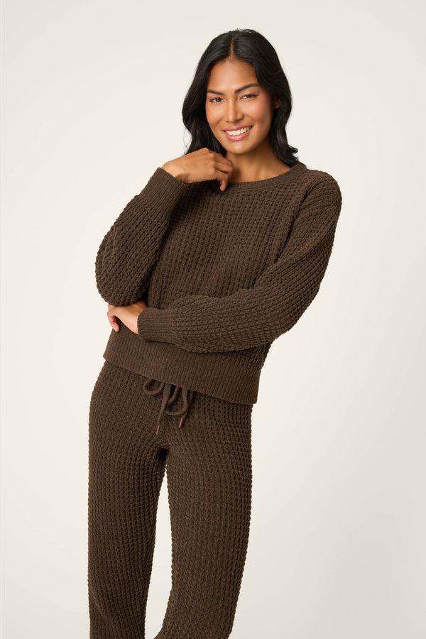 P.j. Salvage Chenille Waffle Chocolate Lounge Set