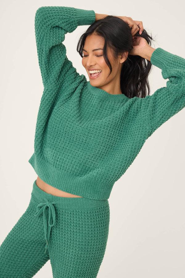 p.j. salvage Chenille Waffle Long Sleeve Forest Top