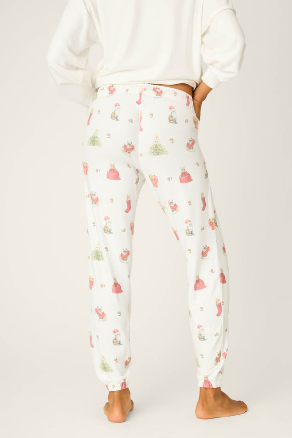 P.j. Salvage Feline Festive Cat Print Banded Pants