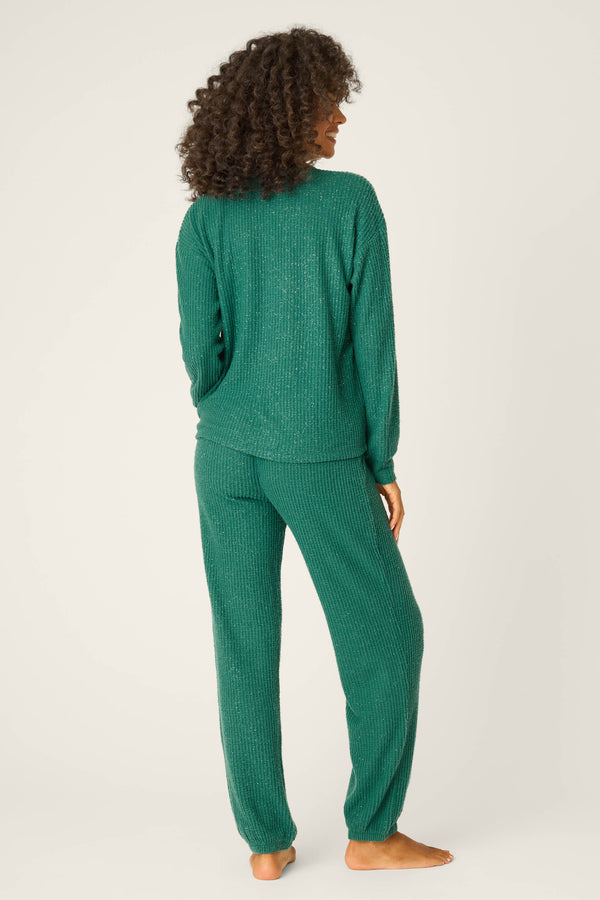 P.j. Salvage Fireside Sparkle Forest Green PJ Set