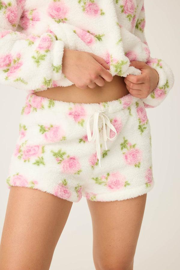 P.j. Salvage Let's Get Cozy Floral Print Shorts