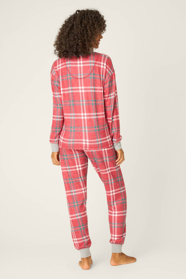 P.j. Salvage Let's Get Toasty Red Plaid Pants Set