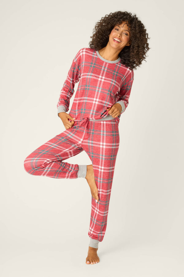 p.j. salvage Let's Get Toasty Red Plaid Pants Set
