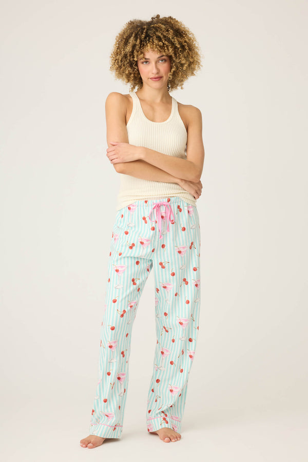P.j. Salvage Ma Cherie Cherry Print Flannel Pants