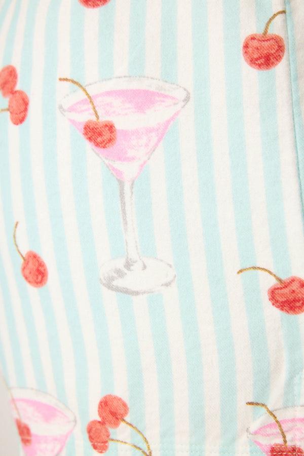 P.j. Salvage Ma Cherie Cherry Print Flannel Shorts