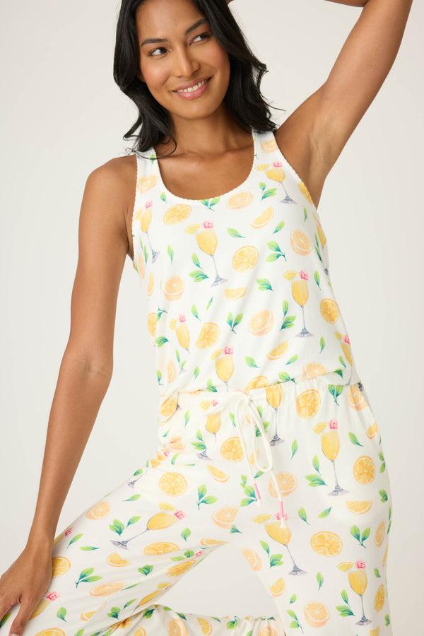 P.j. Salvage Mimosa Me Drink Print Tank & Pant PJ Set