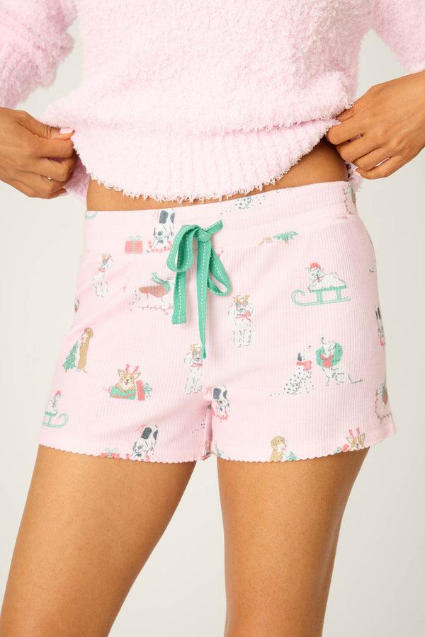 p.j. salvage Peace & Pawlidays Dog Print Shorts