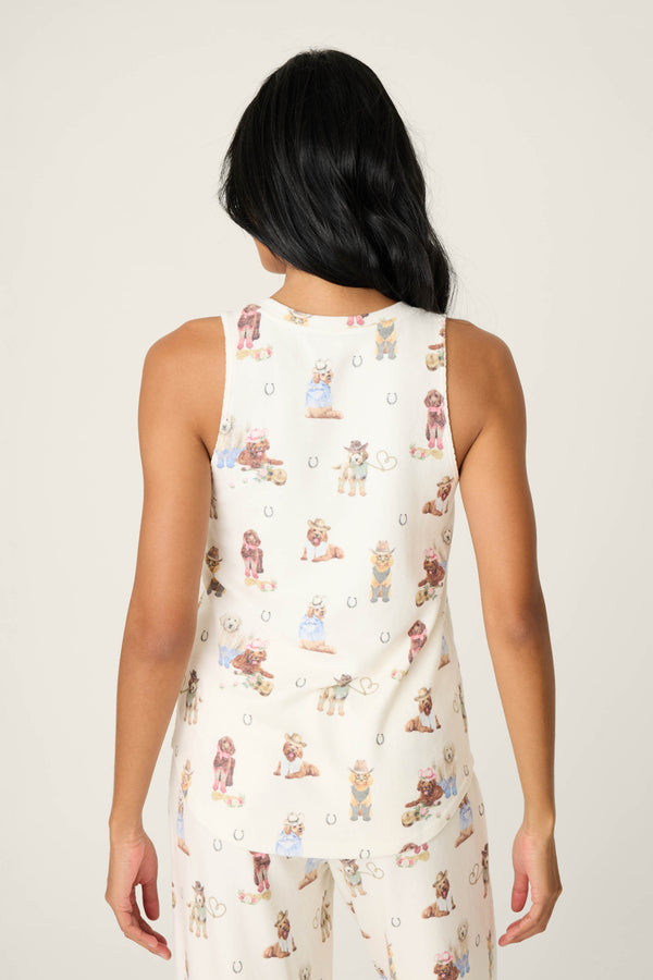 P.j. Salvage Ruff On The Range Dog Print Tank Top