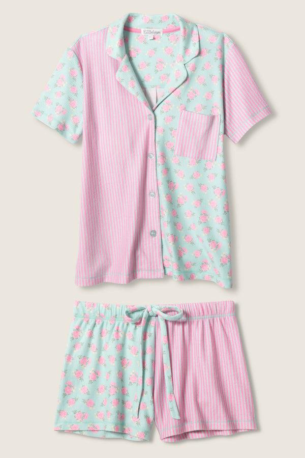 P.j. Salvage Secret Garden Striped Floral Short Set