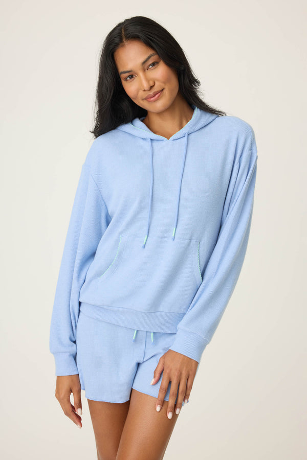 P.j. Salvage Vacay Vibes Baby Peachy Waffle Hoodie