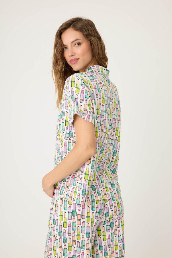 P.j. Salvage Whimsy Lipstick Cropped PJ Set