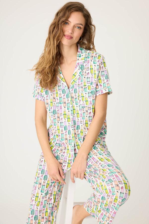 P.j. Salvage Whimsy Lipstick Cropped PJ Set
