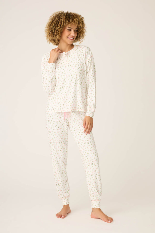 P.j. Salvage Pointelle Essentials Ditsy Floral 4-Piece Loungewear Set