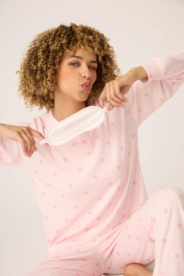 P.j. Salvage Pointelle Essentials Ditsy Heart 4-Piece Loungewear Set