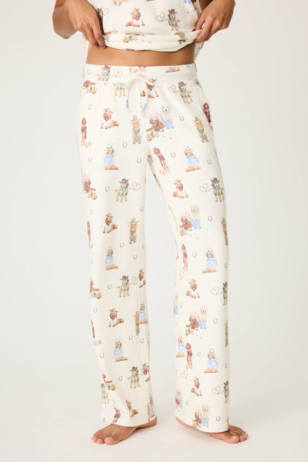 p.j. salvage Ruff On The Range Dog Print Open Leg Pant